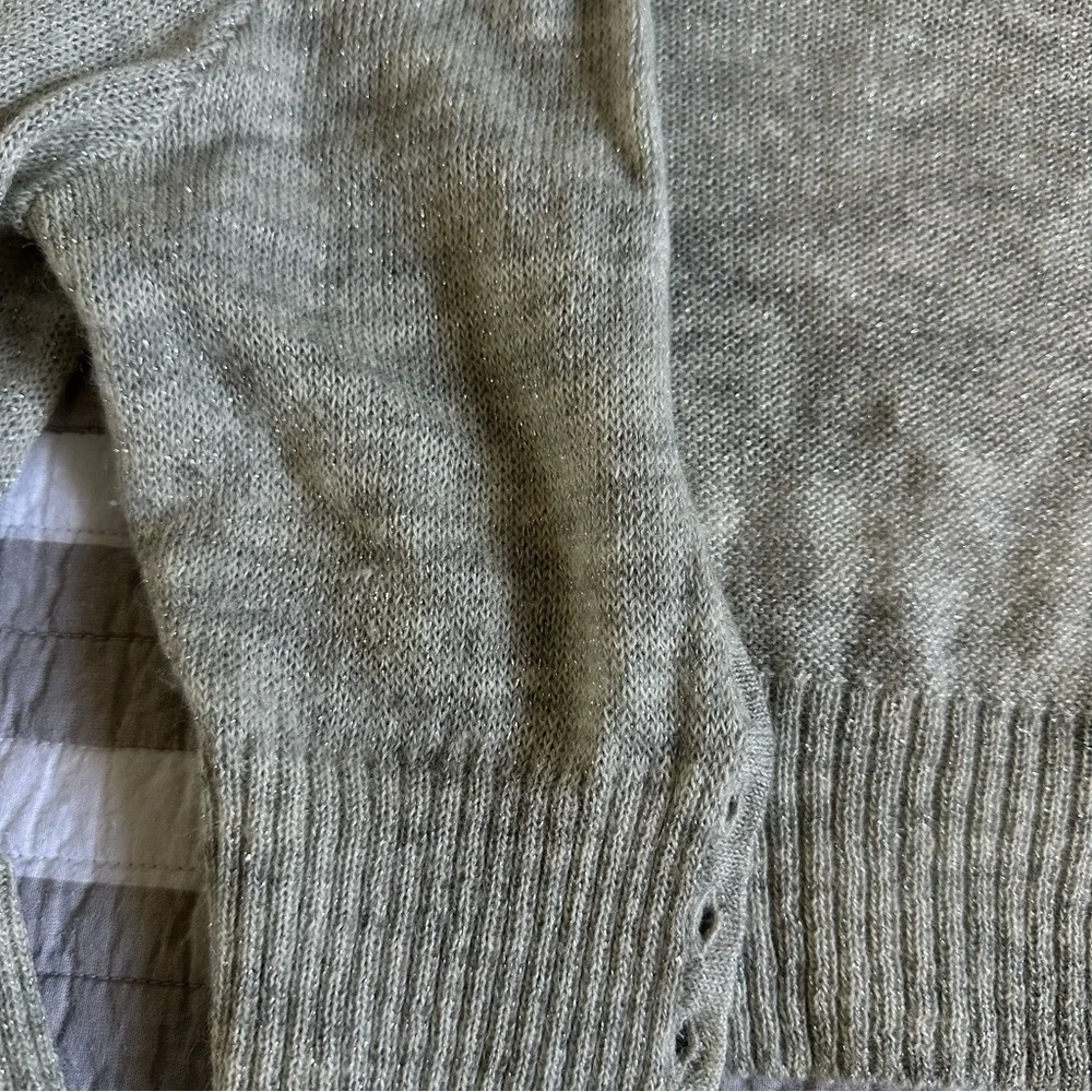 Express Y2K Vintage Merino Alpaca Mohair Gray Silver Crop Sweater XS